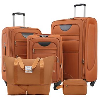 Expandable 5 pc Softside Spinner Luggage Set with Duffel Bag
