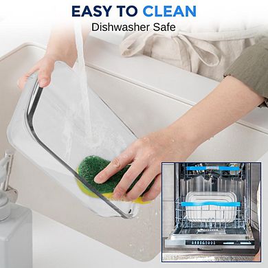 SereneLife High Borosilicate Glass Bakeware Set - Rectangular with BPA-Free Lids - 4 Pieces