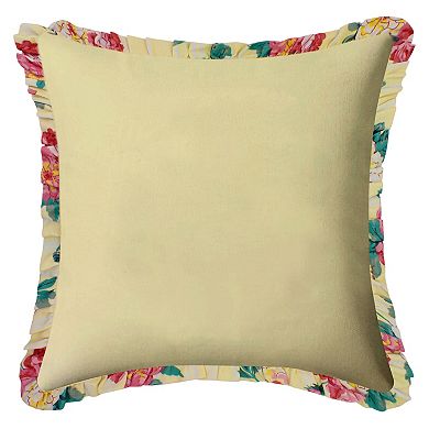 The Big One Ruffled Floral Print Throw Pillow