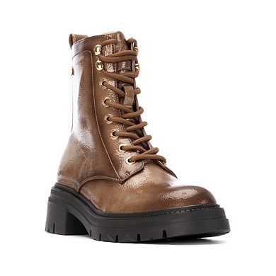 XTI Women's Patent Leather Combat Booties 144296