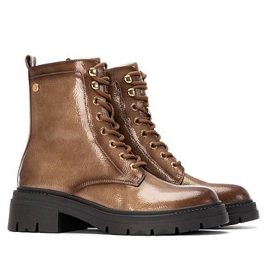 XTI Women's Patent Leather Combat Booties 144296