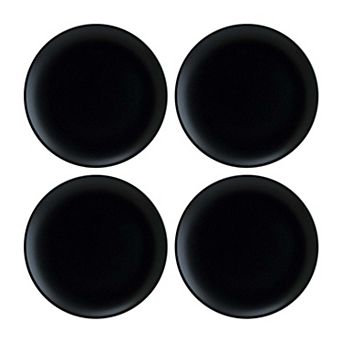 Notte dia.10.5" Round Black Porcelain Plate (Set of 4)