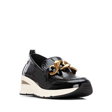 XTI Women's Wedge Patent Leather Loafers 144224