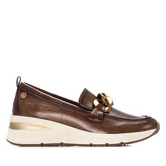 XTI Women's Wedge Patent Leather Loafers 144224