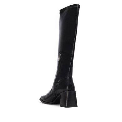 XTI Women's Block Heel Stretchy Tall Boots 144715