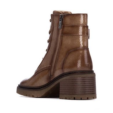 XTI Women's Patent Leather Heeled Combat Booties 144275