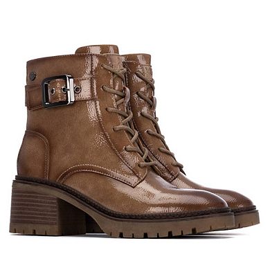 XTI Women's Patent Leather Heeled Combat Booties 144275