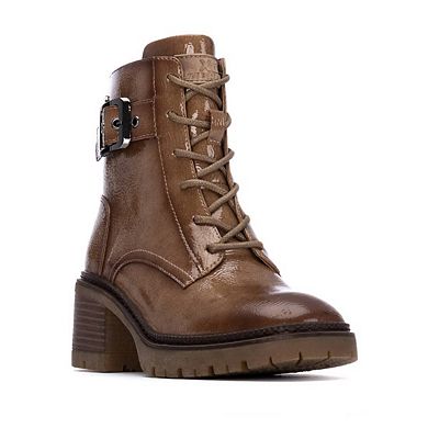 XTI Women's Patent Leather Heeled Combat Booties 144275