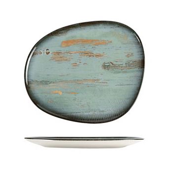 Madera 13" x 10.75" Organic Shape Decorated Porcelain Plate