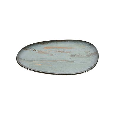 Madera 13" x 10.75" Organic Shape Decorated Porcelain Plate
