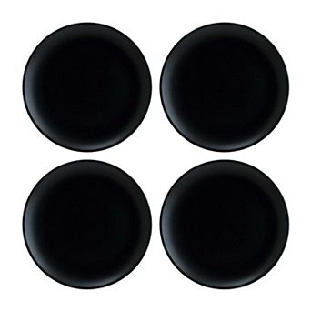 Notte dia.8.25" Round Black Porcelain Plate (Set of 4)