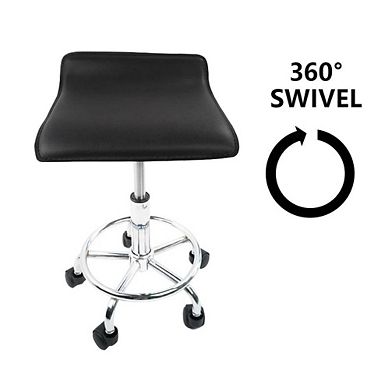 Height-Adjustable Rolling Stool with Foot Rest for Salon, Spa, and Office Use