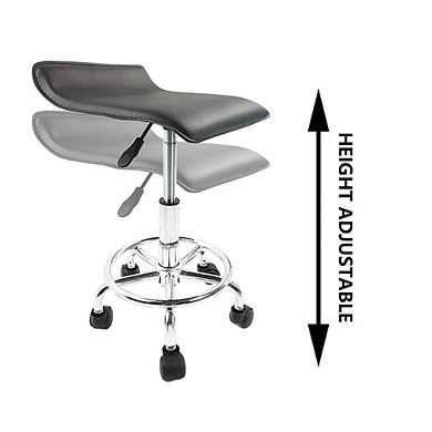 Height-Adjustable Rolling Stool with Foot Rest for Salon, Spa, and Office Use