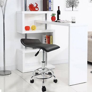 Height-Adjustable Rolling Stool with Foot Rest for Salon, Spa, and Office Use