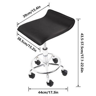 Height-Adjustable Rolling Stool with Foot Rest for Salon, Spa, and Office Use
