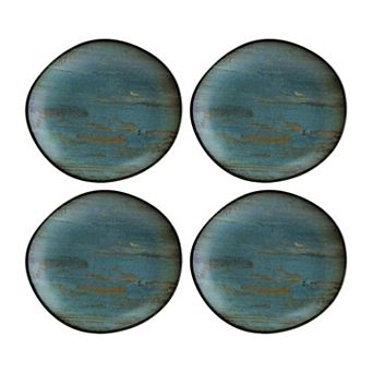 Madera 6" x 5.5" Organic Shape Decorated Porcelain Plate (Set of 4)