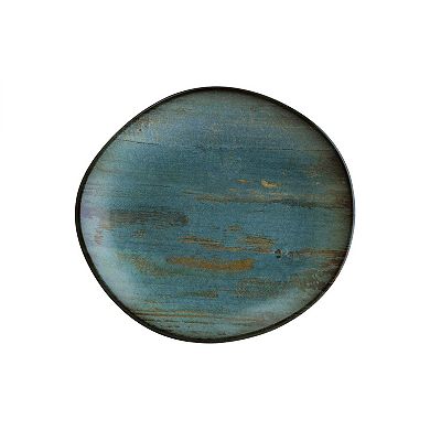Madera 6" x 5.5" Organic Shape Decorated Porcelain Plate (Set of 4)