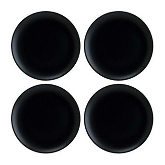 Notte dia.10" Round Black Porcelain Plate (Set of 4)