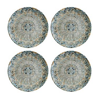 Luca Mosaic Matte dia.6.75" Round Decorated Porcelain Plate (Set of 4)