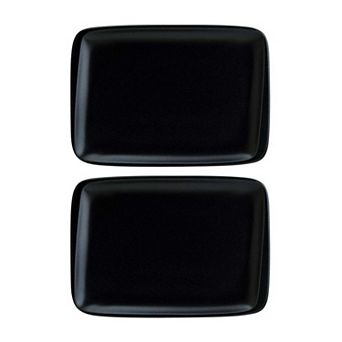 Notte 9" x 6" Rectangular Black Porcelain Plate (Set of 2)