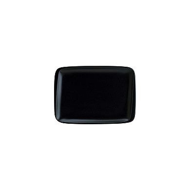 Notte 9" x 6" Rectangular Black Porcelain Plate (Set of 2)