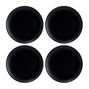Notte dia.12" Round Black Porcelain Plate (Set of 4)