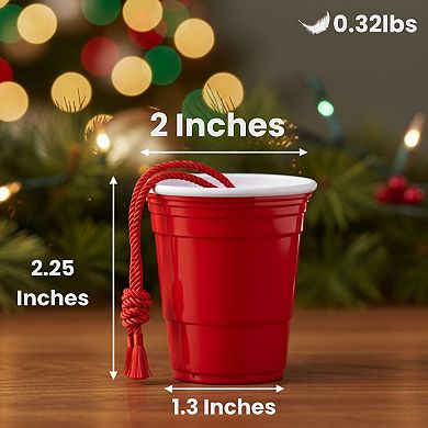 Red Cup Living Christmas Hanging Ornaments, Durable Mini Shot Glass Decorations for Holiday Parties