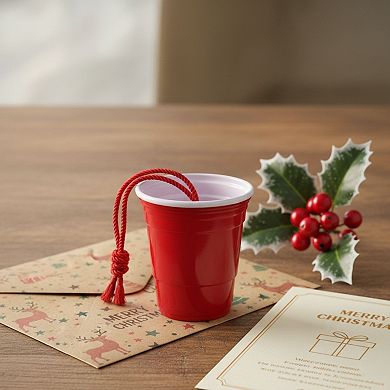 Red Cup Living Christmas Hanging Ornaments, Durable Mini Shot Glass Decorations for Holiday Parties