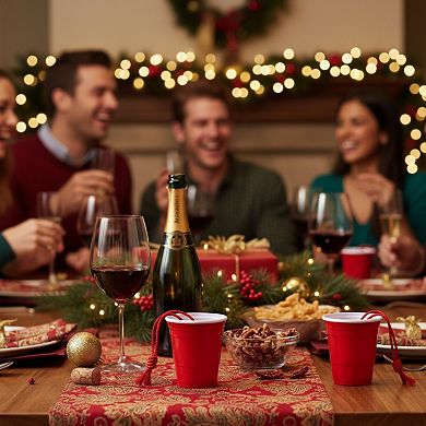 Red Cup Living Christmas Hanging Ornaments, Durable Mini Shot Glass Decorations for Holiday Parties