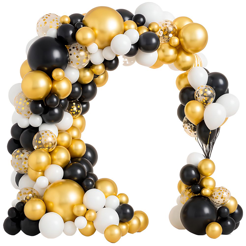 137pc Black Gold White Balloon Arch Kit Party Garland Set for NYE or Shower