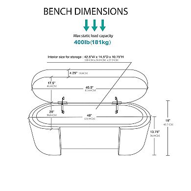 Martha Stewart Leslie Upholstered Oval Storage Bench