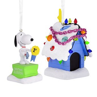 Hallmark Peanuts Snoopy and Holiday Doghouse Set of 2 Ornaments