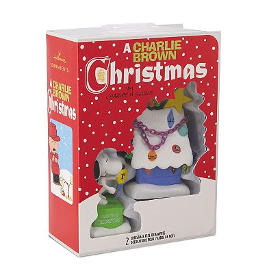 Hallmark Peanuts Snoopy and Holiday Doghouse Set of 2 Ornaments