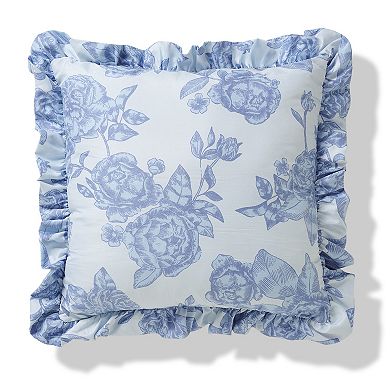 The Big One Ruffled Floral Toile Throw Pillow