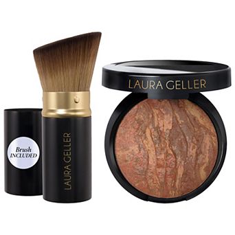 Laura Geller Balance and Brighten Color Correcting Baked Powder Foundation + Kabuki Brush