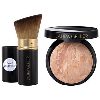 Laura Geller Balance and Brighten Color Correcting Baked Powder Foundation + Kabuki Brush