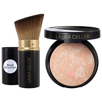 Laura Geller Balance and Brighten Color Correcting Baked Powder Foundation + Kabuki Brush