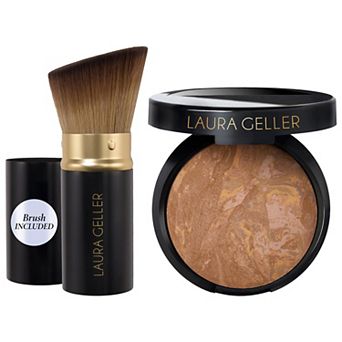 Laura Geller Balance and Brighten Color Correcting Baked Powder Foundation + Kabuki Brush