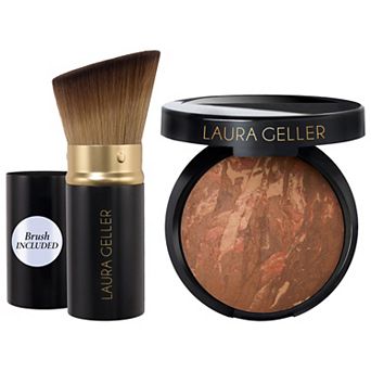 Laura Geller Balance and Brighten Color Correcting Baked Powder Foundation + Kabuki Brush