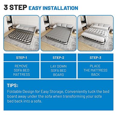 Continental Sleep, Heavy Duty Sleeper Sofa Support Slats, 63" x 57.5" Wood Base to Fix Sagging Seats