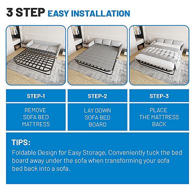 Continental Sleep, Heavy Duty Sleeper Sofa Support Slats, 63" x 35.5" Wood Base to Fix Sagging Seats
