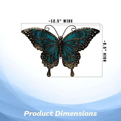 G128 Black and Green Butterfly Metal Wall Art Decor Indoor Outdoor