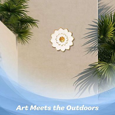 G128 9 IN Metal Daisy-Style Elegant Flower Wall Hanging Art