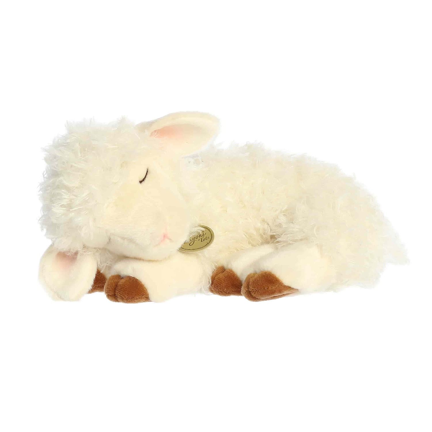 Детская мягкая игрушка Aurora Medium White Realistic Stuffed Animal 10" Sleepy Lamb Miyoni — фото 1