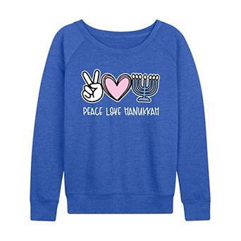 Women's Peace Love Hanukkah French Terry Long Sleeve Tee