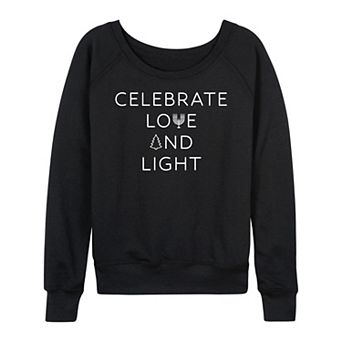 Women's Celebrate Love & Light Hanukkah French Terry Long Sleeve Tee