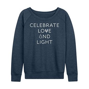 Women's Celebrate Love & Light Hanukkah French Terry Long Sleeve Tee