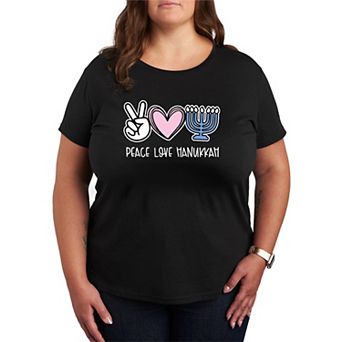 Plus Size Peace Love Hanukkah Graphic Tee