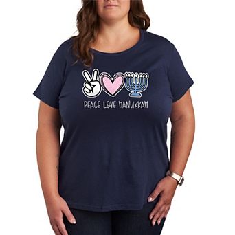 Plus Size Peace Love Hanukkah Graphic Tee