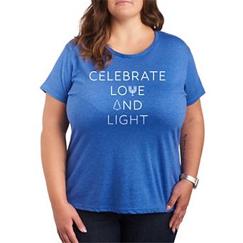 Plus Size Celebrate Love & Light Hanukkah Graphic Tee